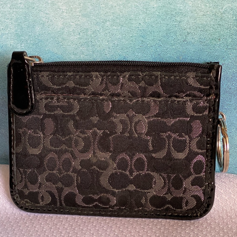 Coach Black & Silver Card Holder/Coin Purse Keychain